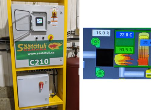 The C210 automation controls the operation of the pellet boiler
