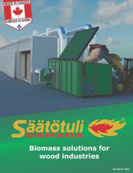 Biomass solutions for wood industries: continuous flow biomass dryer, hot air generator for drying kilns, hydronic boilers, containerised biomass heating plants